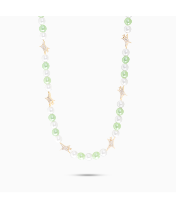 Signature Gold pearl Chain - White and Green les muscles