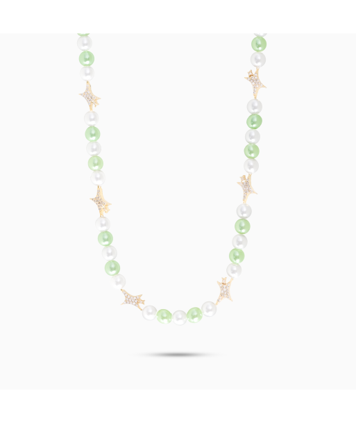 Signature Gold pearl Chain - White and Green les muscles