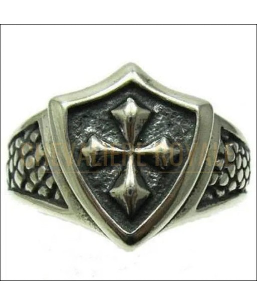 Bague chevalière en argent massif 925 avec écu croix de Malte france