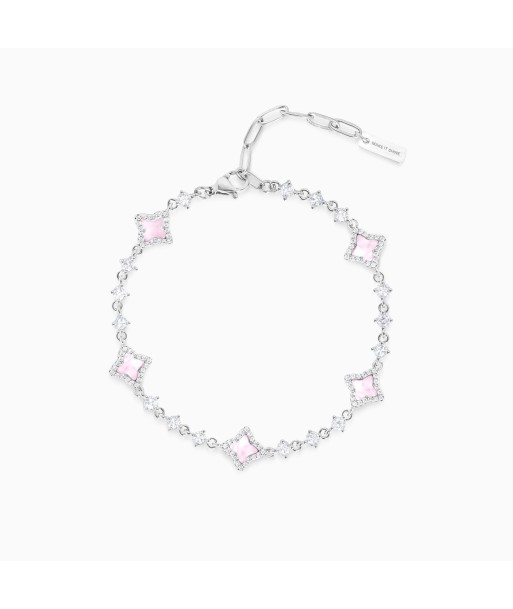 Silver Flower Tennis Bracelet - Pink en ligne des produits 