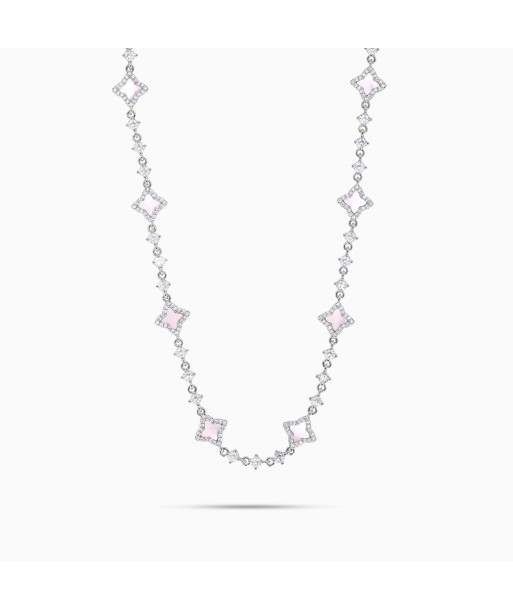 Silver Flower Tennis Chain - Pink en ligne des produits 