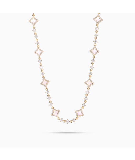 Gold Flower Tennis Chain - Pink Vous souhaitez 