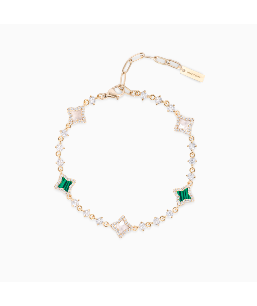 Gold Flower Tennis Bracelet - White & Green le concept de la Pate a emporter 