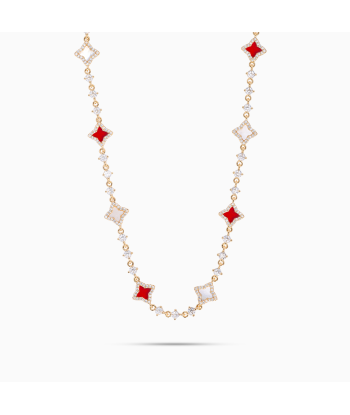 Gold Flower Tennis Chain - White & Red Découvrez la collection