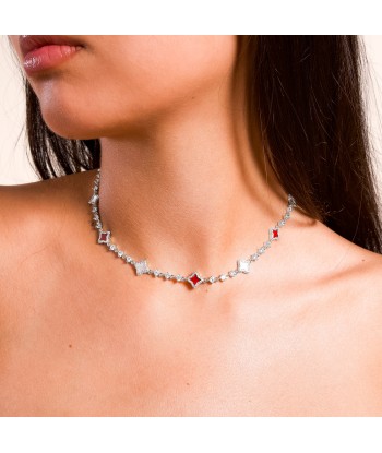 Silver Flower Tennis Chain - White & Red Comparez et commandez 