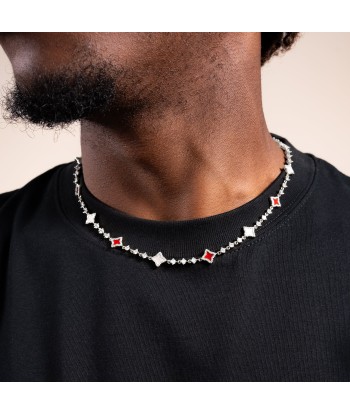 Silver Flower Tennis Chain - White & Red l'évolution des habitudes 