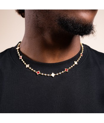 Gold Flower Tennis Chain - White & Red plus qu'un jeu 