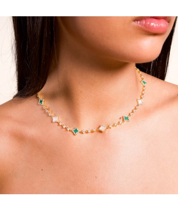 Gold Flower Tennis Chain - White & Green JUSQU'A -70%! 