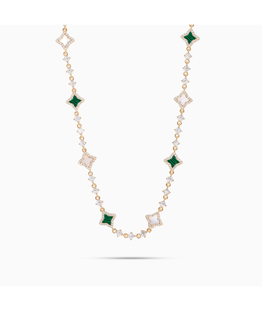 Gold Flower Tennis Chain - White & Green prix pour 