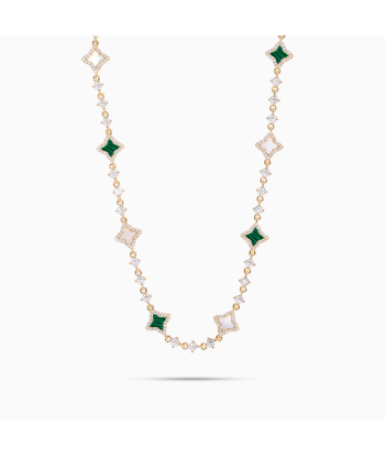 Gold Flower Tennis Chain - White & Green JUSQU'A -70%! 