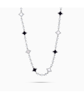 Silver Flower Tennis Chain - White & black suggérées chez