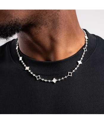 Silver Flower Tennis Chain - White & black les muscles