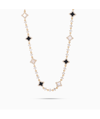 Gold Flower Tennis Chain - White & black de technologie