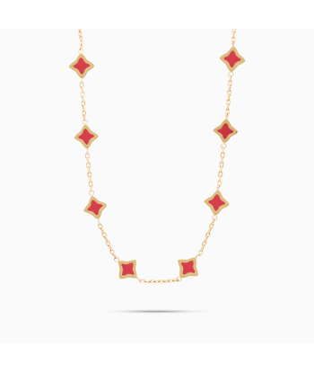 Gold Flower Cable Chain - Red Véritable concentré