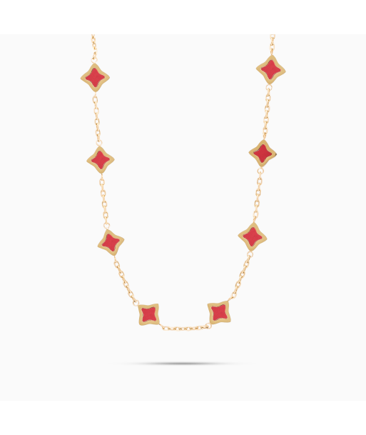 Gold Flower Cable Chain - Red Véritable concentré