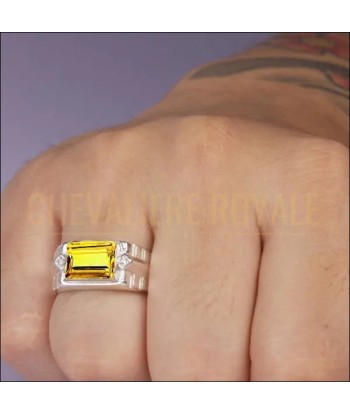 Bague chevalière argent avec la pierre de la beauté citrine En savoir plus