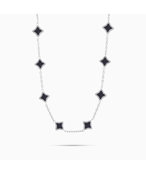 Silver Flower Cable Chain - Black la chaussure