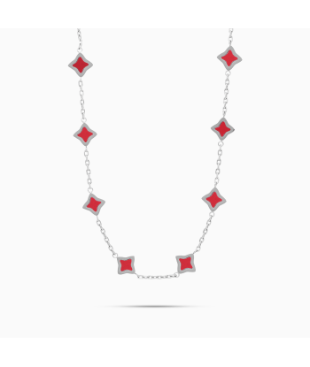 Silver Flower Cable Chain - Red Economisez 