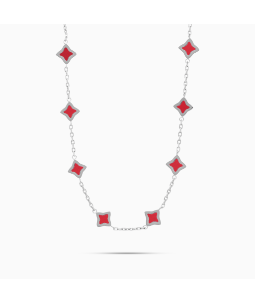 Silver Flower Cable Chain - Red Economisez 