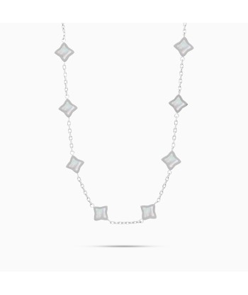 Silver Flower Cable Chain - White livraison gratuite