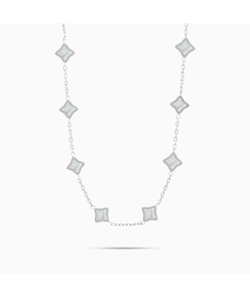 Silver Flower Cable Chain - White livraison gratuite