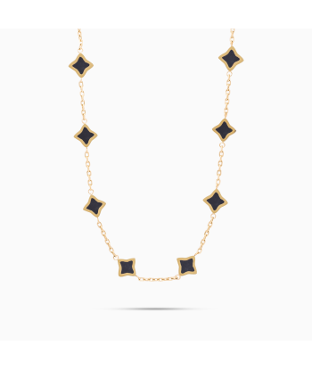 Gold Flower Cable Chain - Black Paris Déstockage Promo