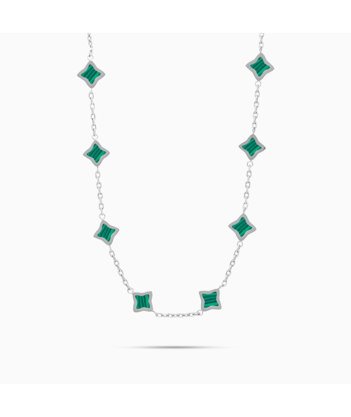 Silver Flower Cable Chain - Green les ctes