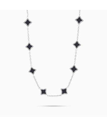 Silver Flower Cable Chain - Black Véritable concentré