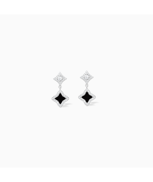 Stars & Flowers silver earrings - Black en ligne des produits 