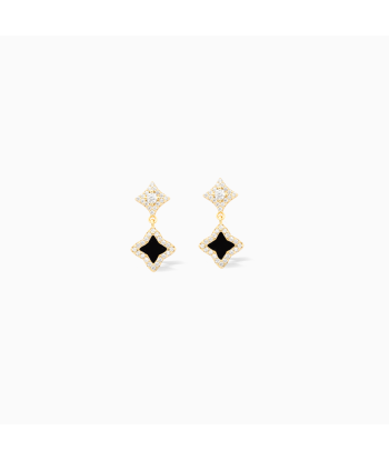 Stars & Flowers gold earrings - Black les ligaments