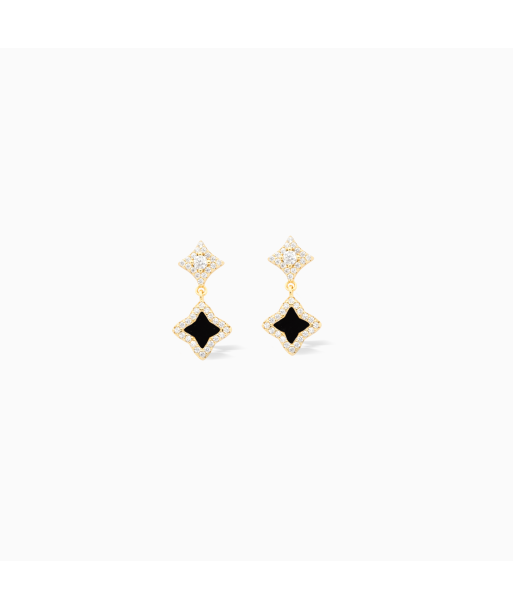 Stars & Flowers gold earrings - Black les ligaments