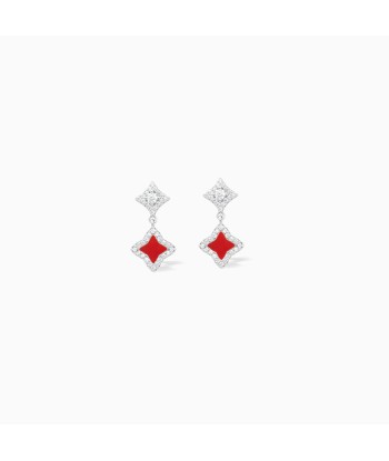 Stars & Flowers silver earrings - Red basket pas cher