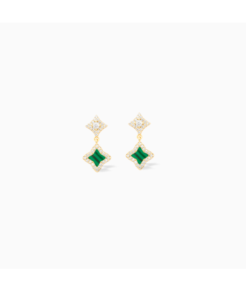 Stars & Flowers gold earrings - Green sur le site 