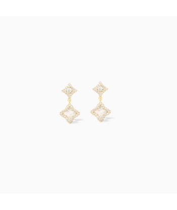 Stars & Flowers gold earrings - White online