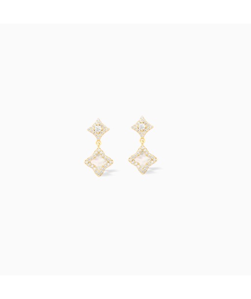 Stars & Flowers gold earrings - White online