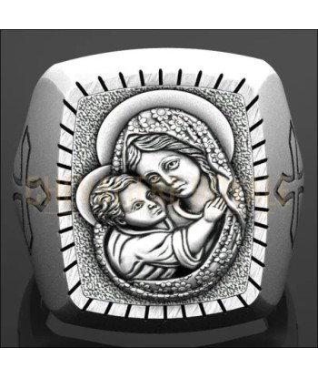 Chevalière argent avec l'image sacrée de la Vierge Marie Comment ça marche