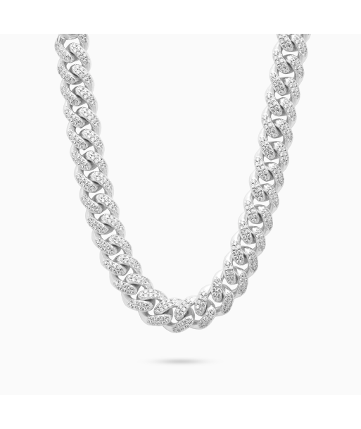 Chaîne Iced Cuban link 12 mm argentée À commander