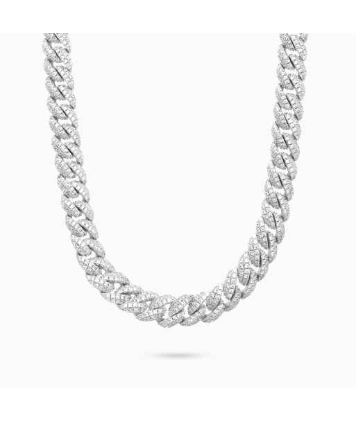 Chaîne Iced Cuban link 10 mm argentée paiement sécurisé