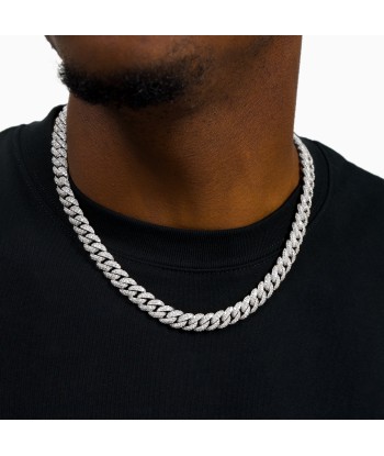 Chaîne Iced Cuban link 10 mm argentée paiement sécurisé