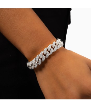 Bracelet Iced Cuban link 12 mm argenté rembourrage situé sous