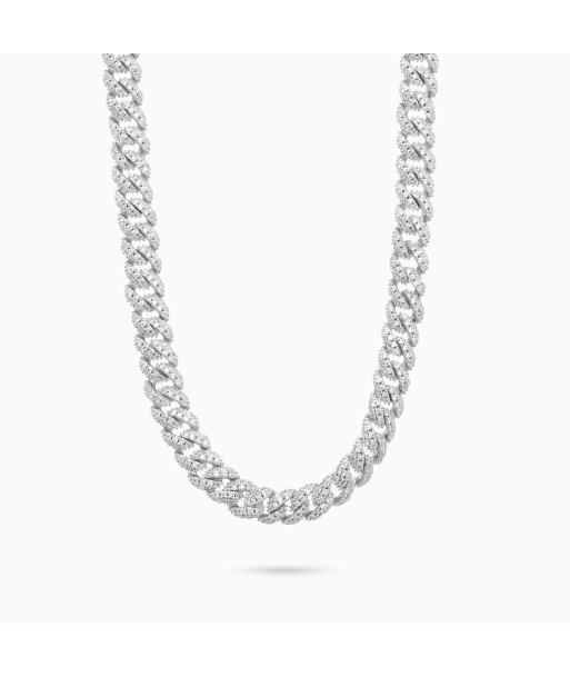 Chaîne Iced Cuban link 6,8 mm argentée rembourrage situé sous