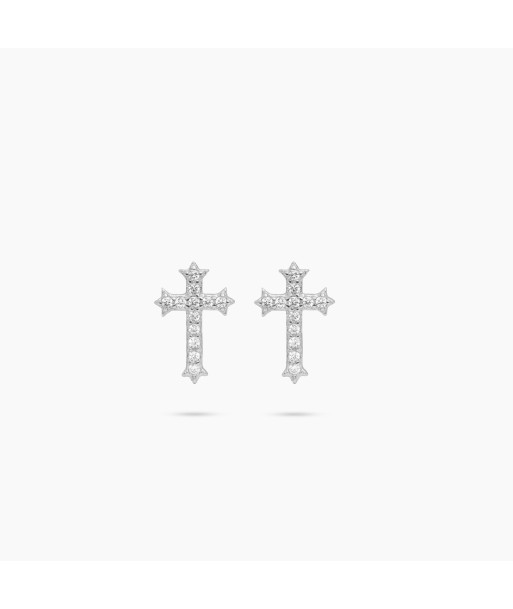 Iced crucifix earrings argentées pas chere