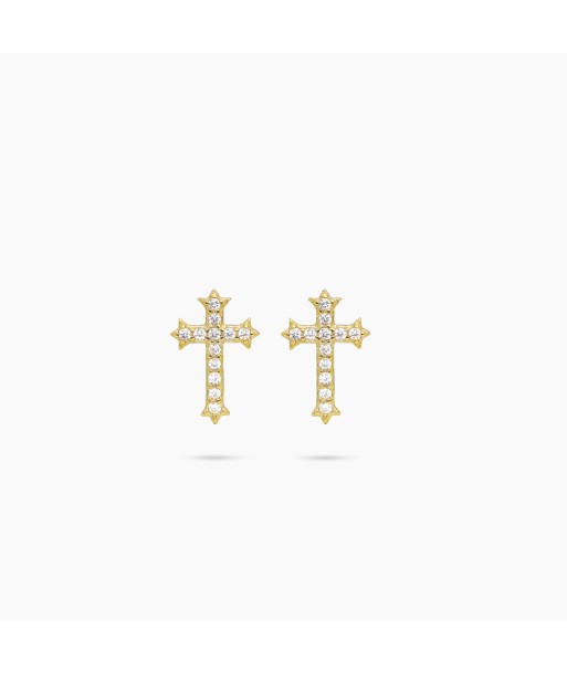 Iced crucifix earrings dorées solde