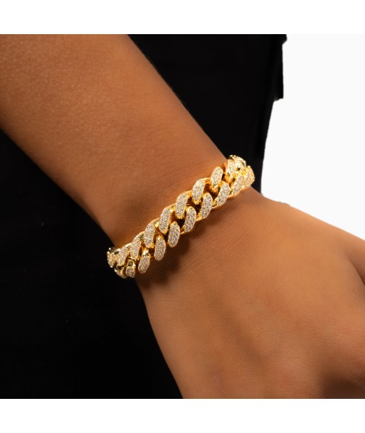 Bracelet Iced Cuban link 12 mm doré Par le système avancé 