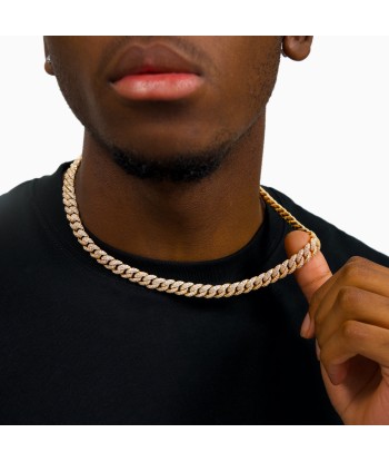 Chaîne Iced Cuban link 10 mm dorée solde