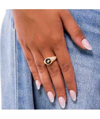 Iced Round signet ring dorée commande en ligne