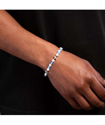 Bracelet perlé Signature Argenté - Blanc et Bleu shop