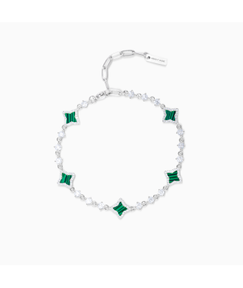 Bracelet Flower Tennis Argenté - Motif Vert l'achat 