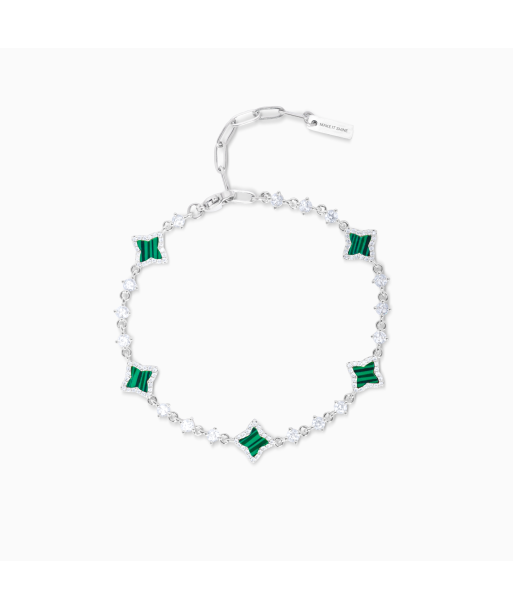 Bracelet Flower Tennis Argenté - Motif Vert l'achat 