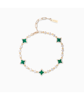 Bracelet Flower Tennis Doré - Motif Vert destockage